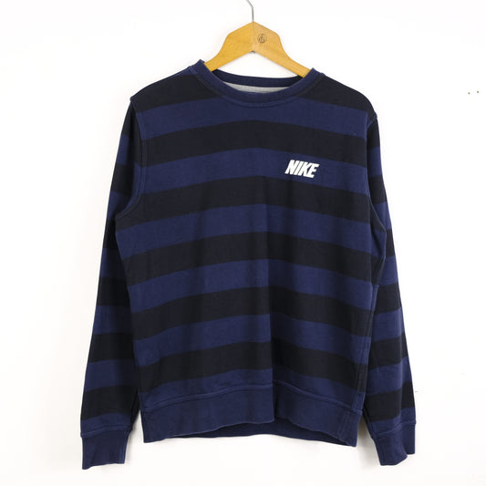 Nike Pullover Girocollo A righe Blu Taglia M