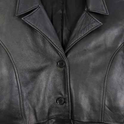 Vera Pelle Giacca Vintage Taglia 42 Nero