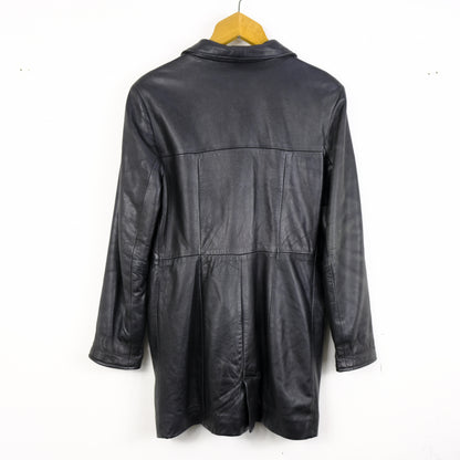 Vera Pelle Giacca Vintage Taglia 42 Nero