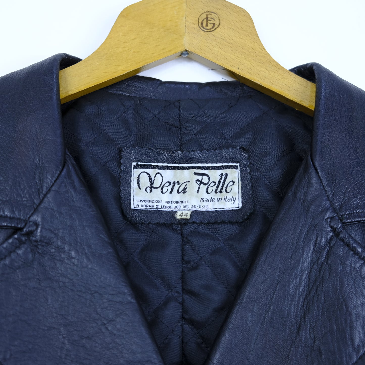 Vera Pelle Giacca Vintage Taglia 44 Nero
