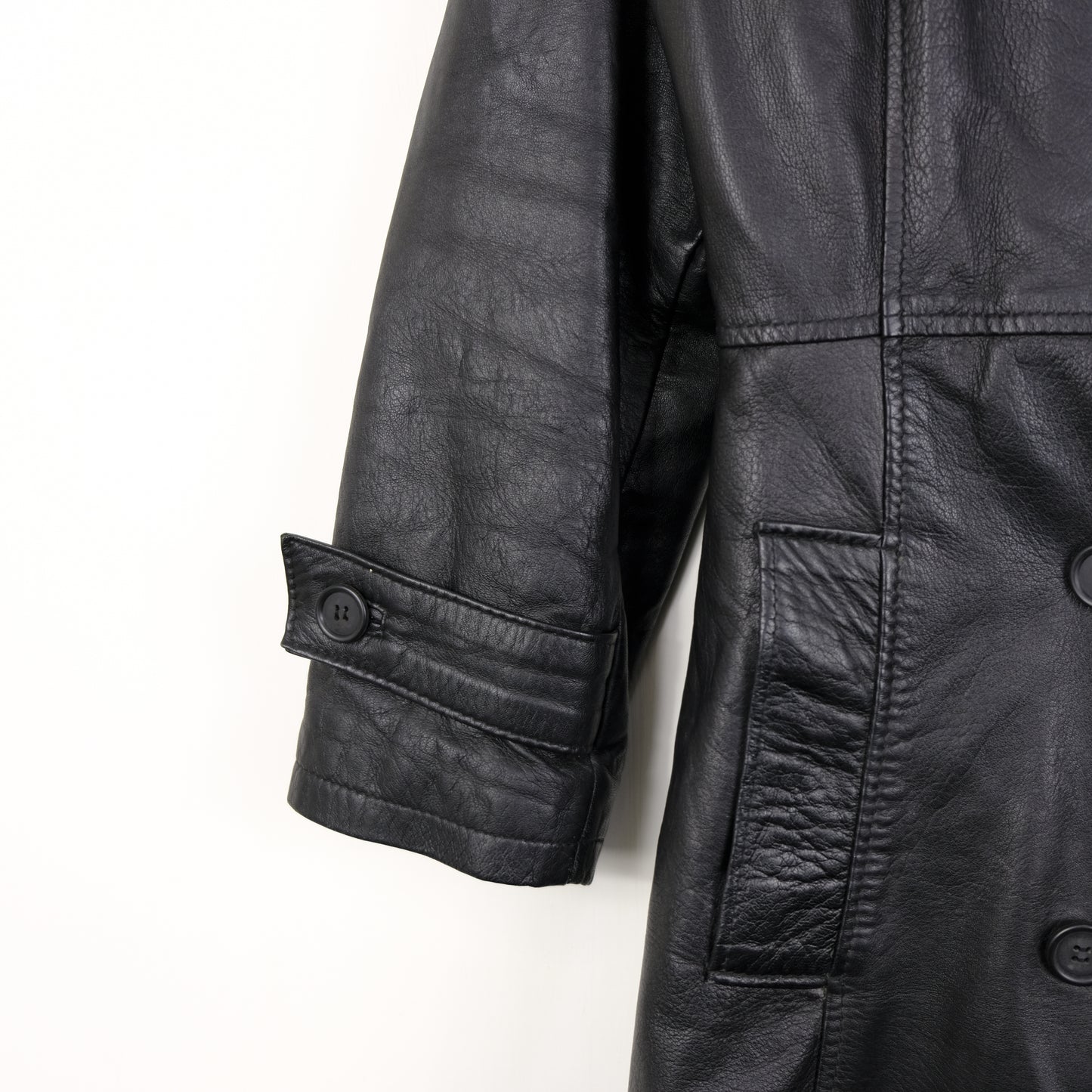 Vera Pelle Giacca Vintage Taglia 44 Nero