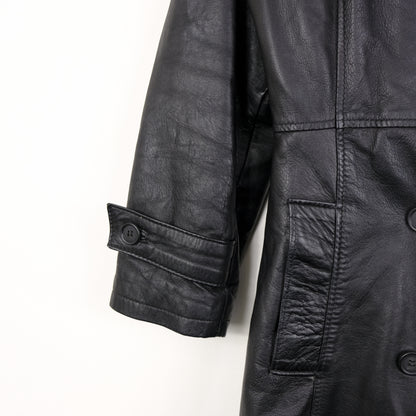 Vera Pelle Giacca Vintage Taglia 44 Nero