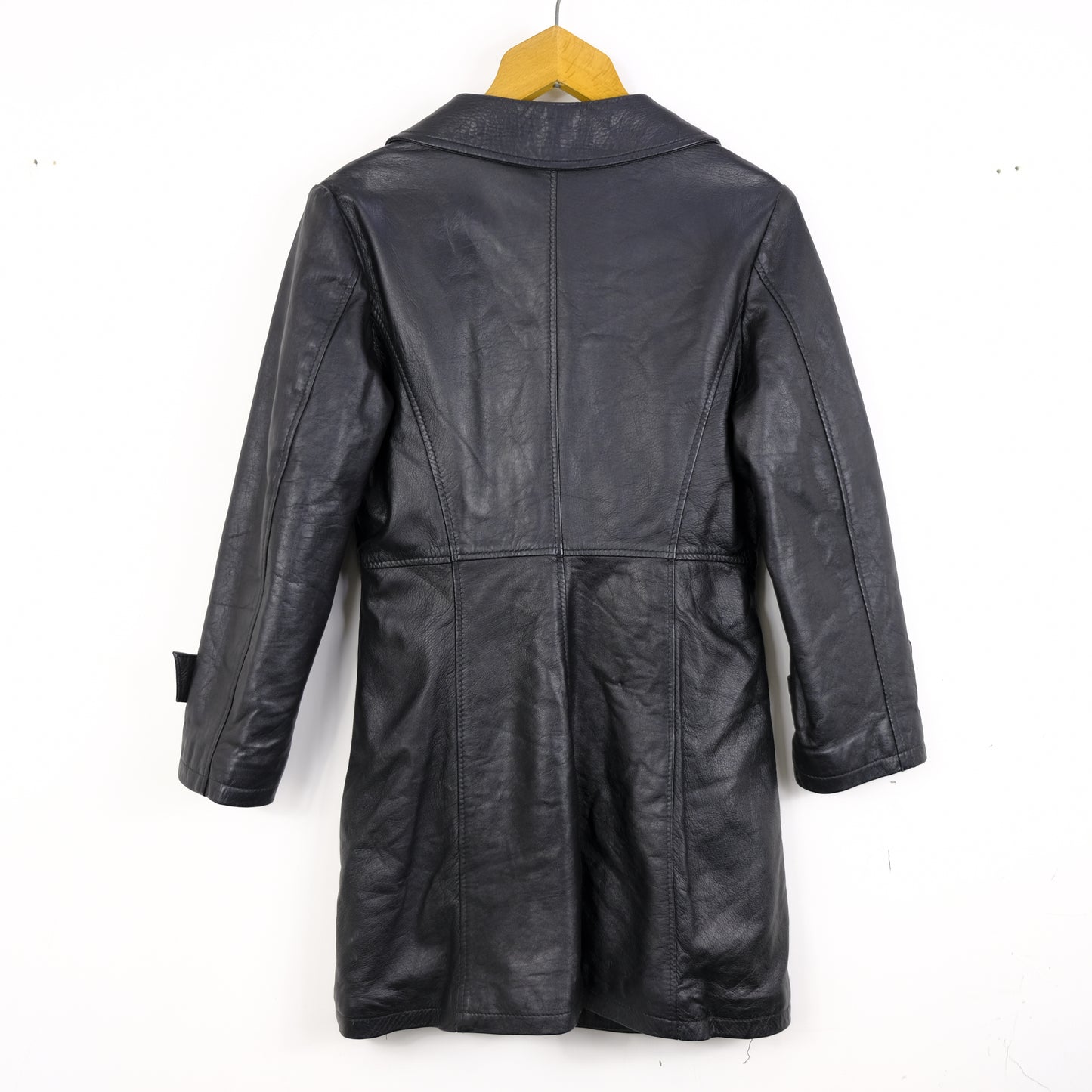 Vera Pelle Giacca Vintage Taglia 44 Nero